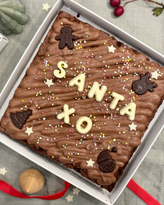 Charming Christmas Brownie Slab – Santa XO Edition