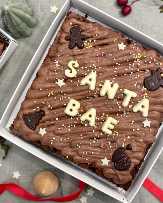 Delightful Christmas Brownie Slab – Santa Bae Edition