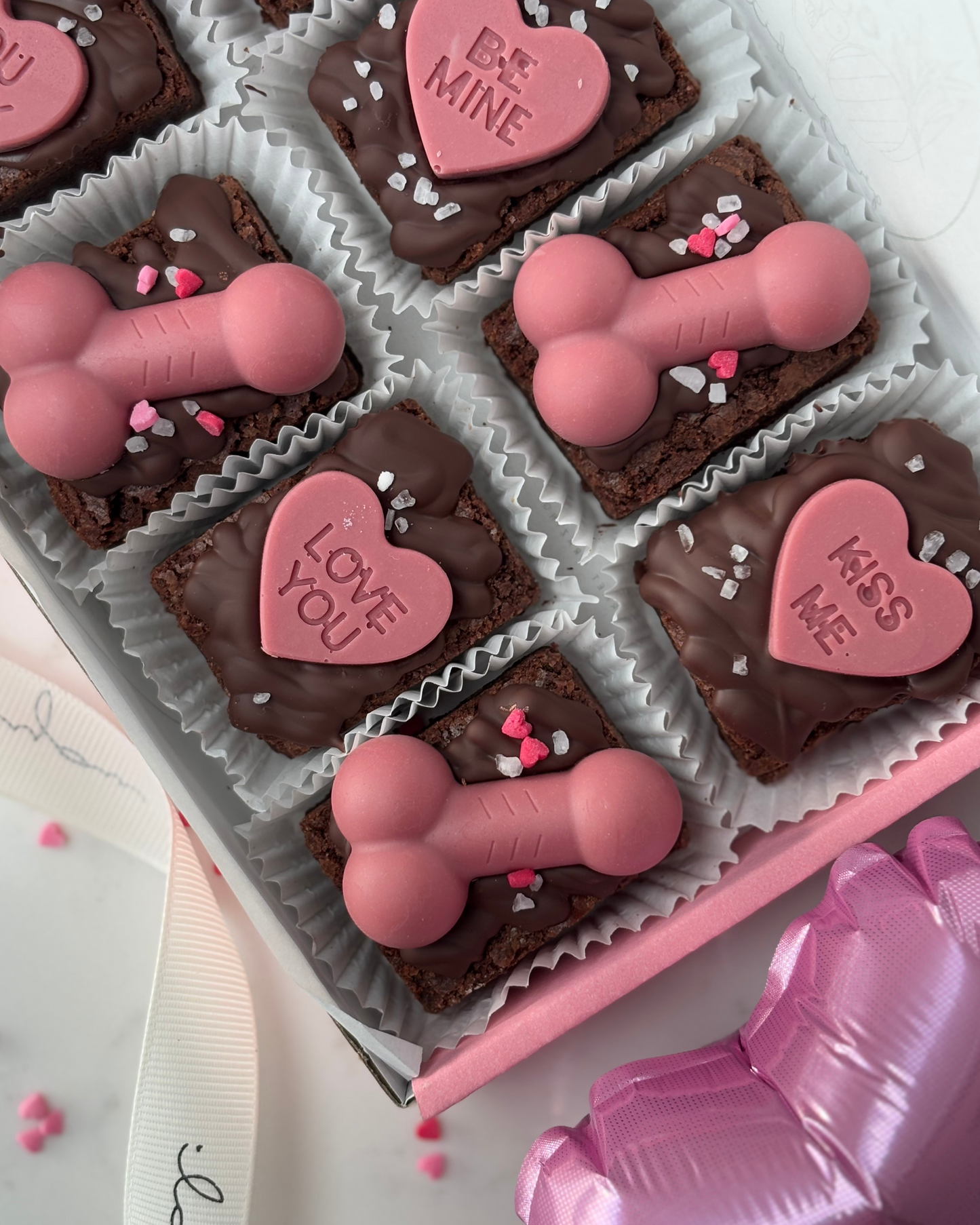 Valentine's Day Brownies D!ck and Hearts Chocolate Icons