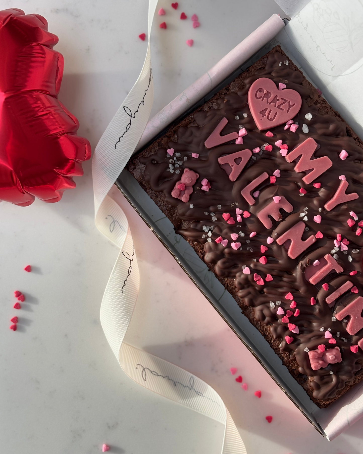 Valentine's Day Personalised Custom Brownie Slab