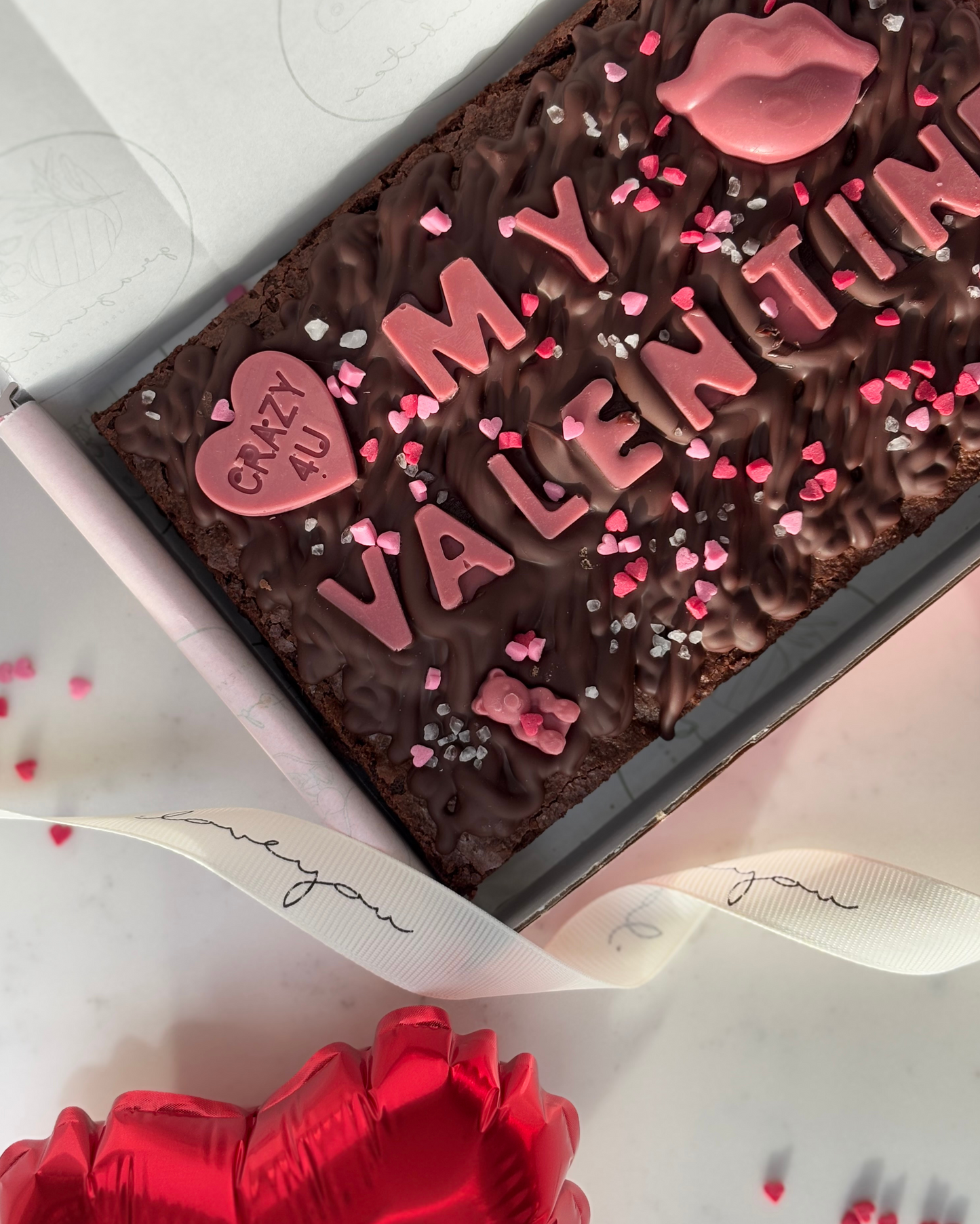 Valentine's Day Personalised Custom Brownie Slab