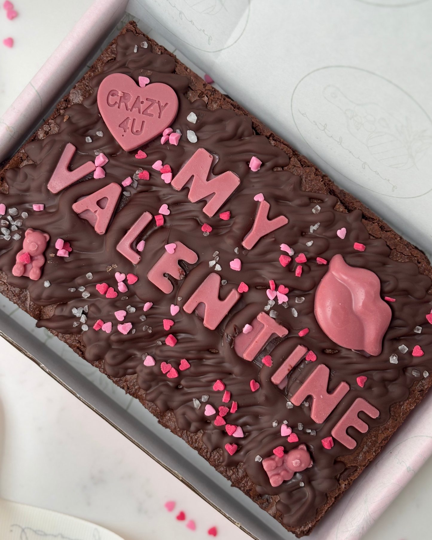 Valentine's Day Personalised Custom Brownie Slab