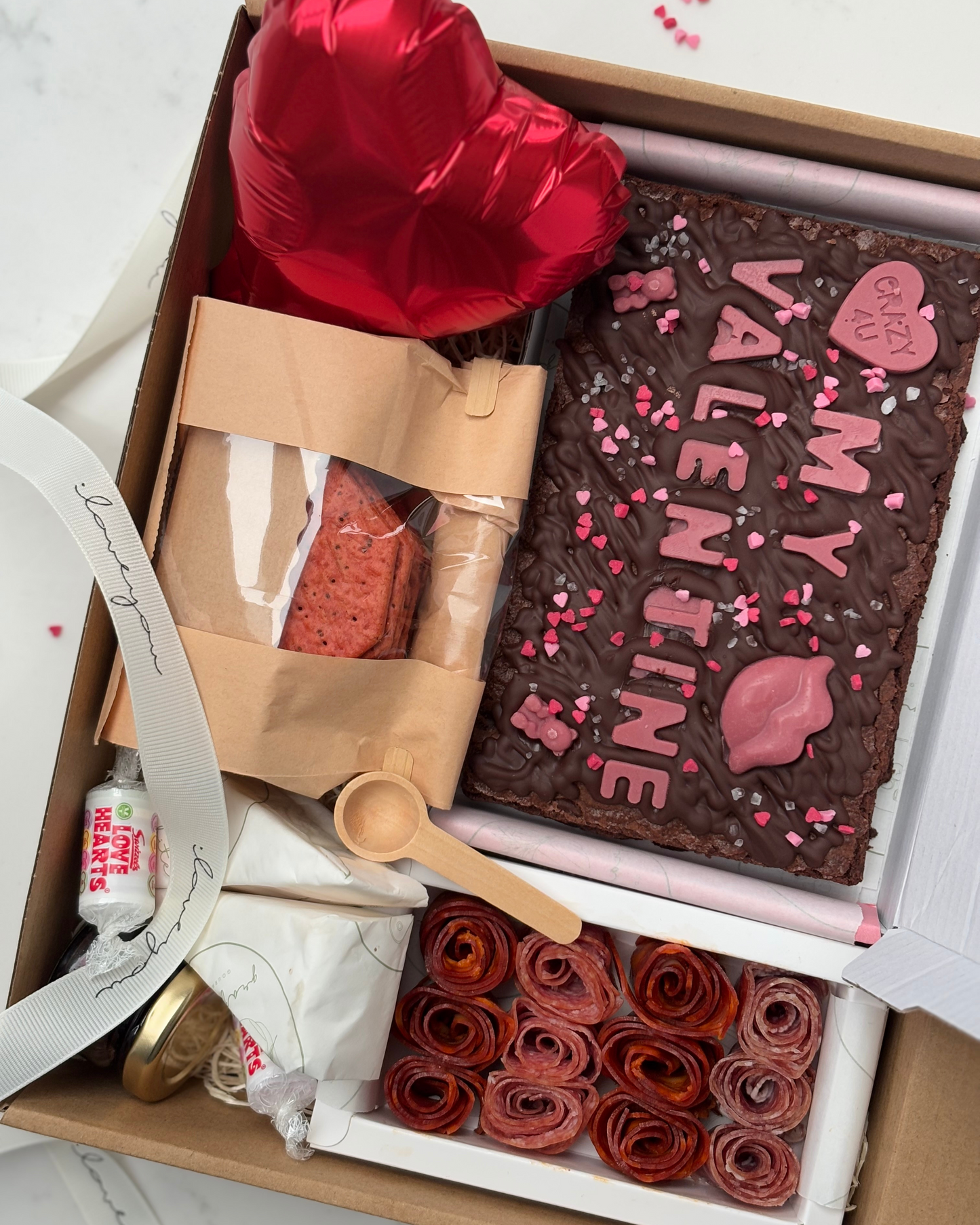 The Ultimate Valentine’s Day Personalised Brownie Slab & Edible Blooms Gift Box