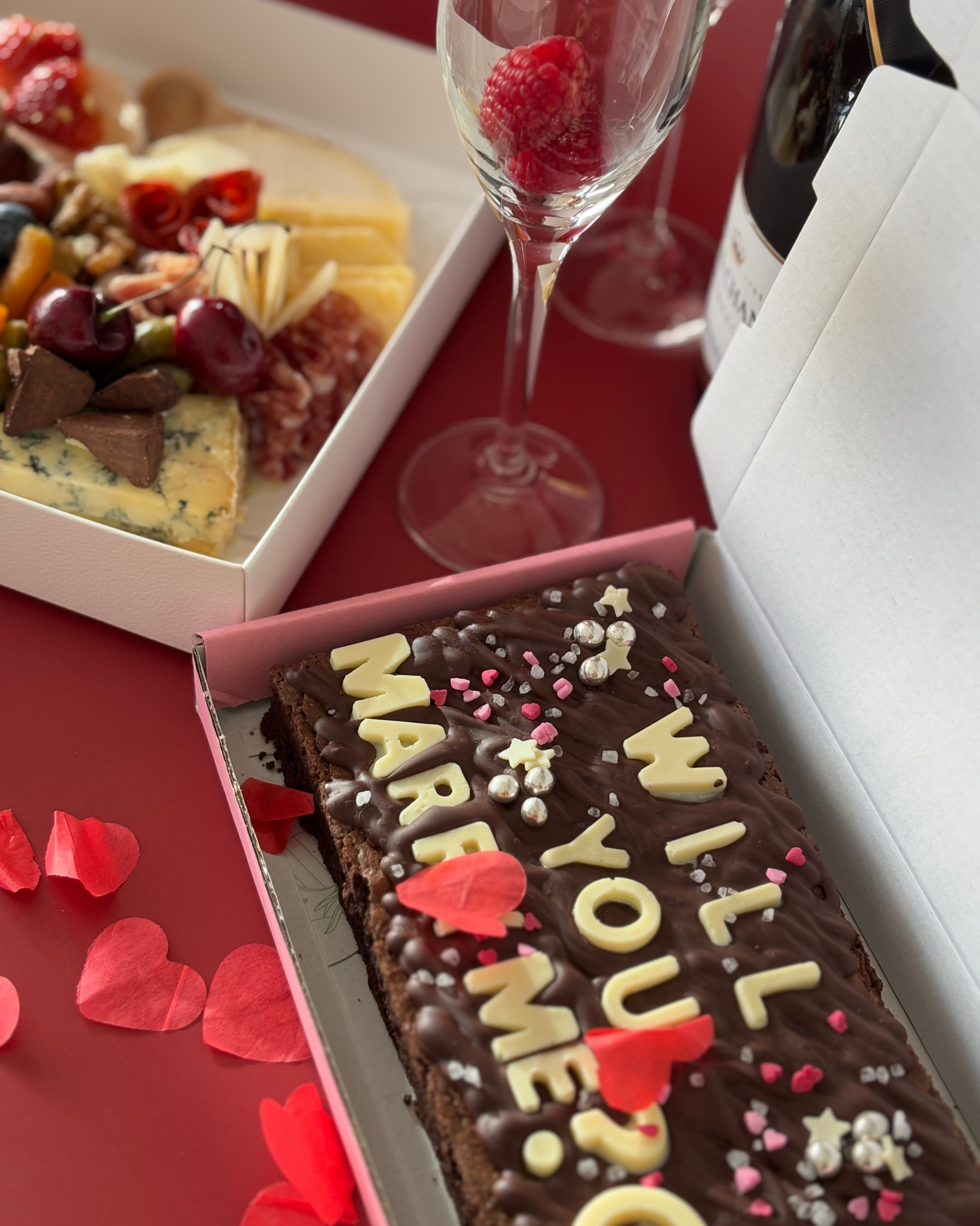 Heart-Shaped Cheese Grazer & Personalised Fudgy Brownie Bundle