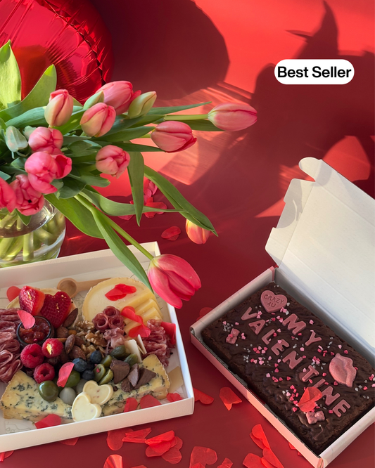 Heart-Shaped Cheese Grazer & Personalised Fudgy Brownie Bundle