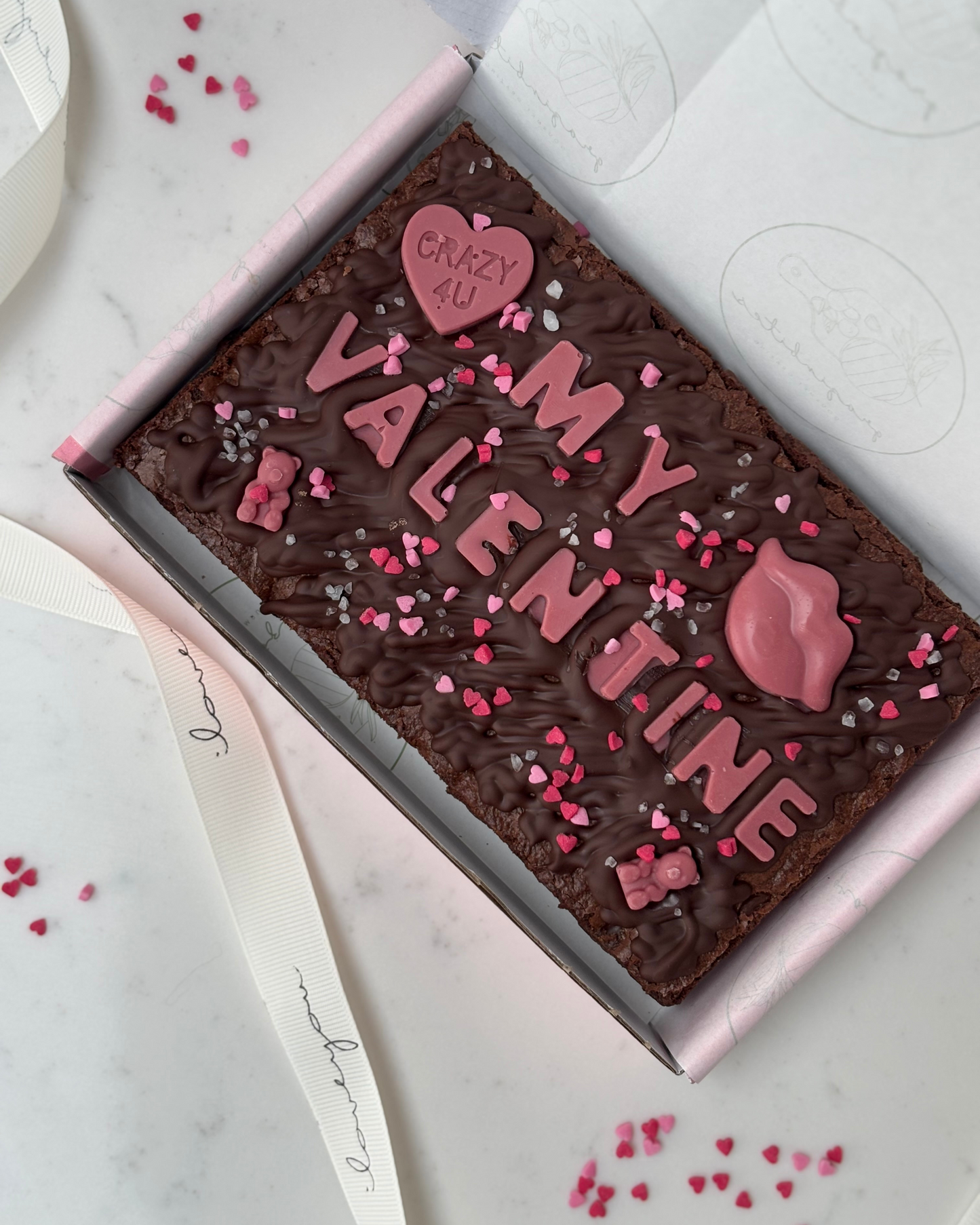 Valentine's Day Personalised Custom Brownie Slab