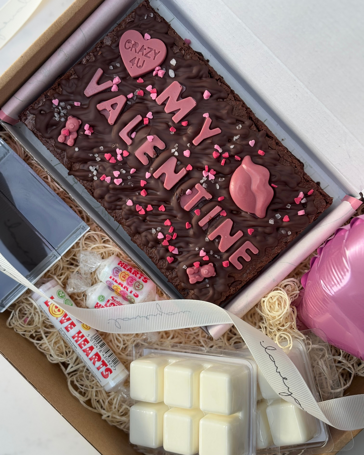 The Valentine's Day Personalised Brownie Slab & Wax Melts Gift Box