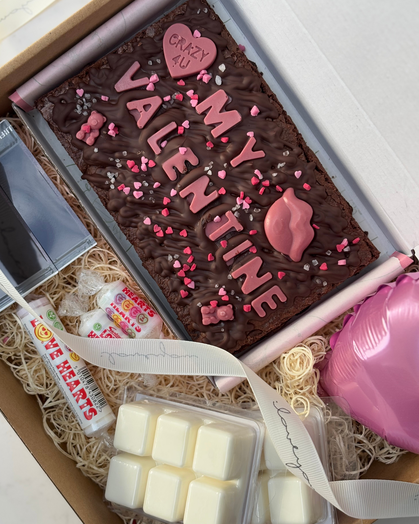 The Valentine's Day Personalised Brownie Slab & Wax Melts Gift Box