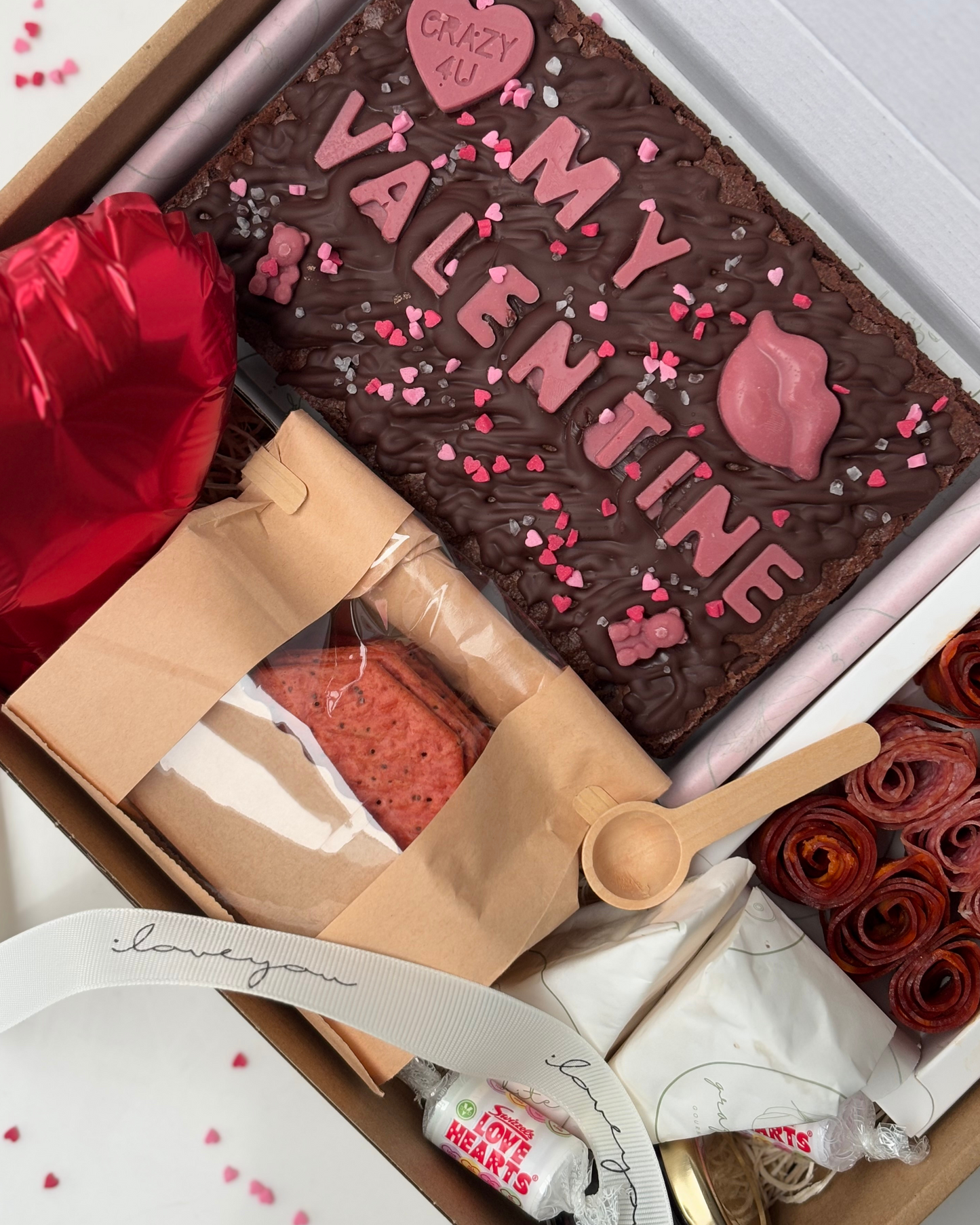 The Ultimate Valentine’s Day Personalised Brownie Slab & Edible Blooms Gift Box